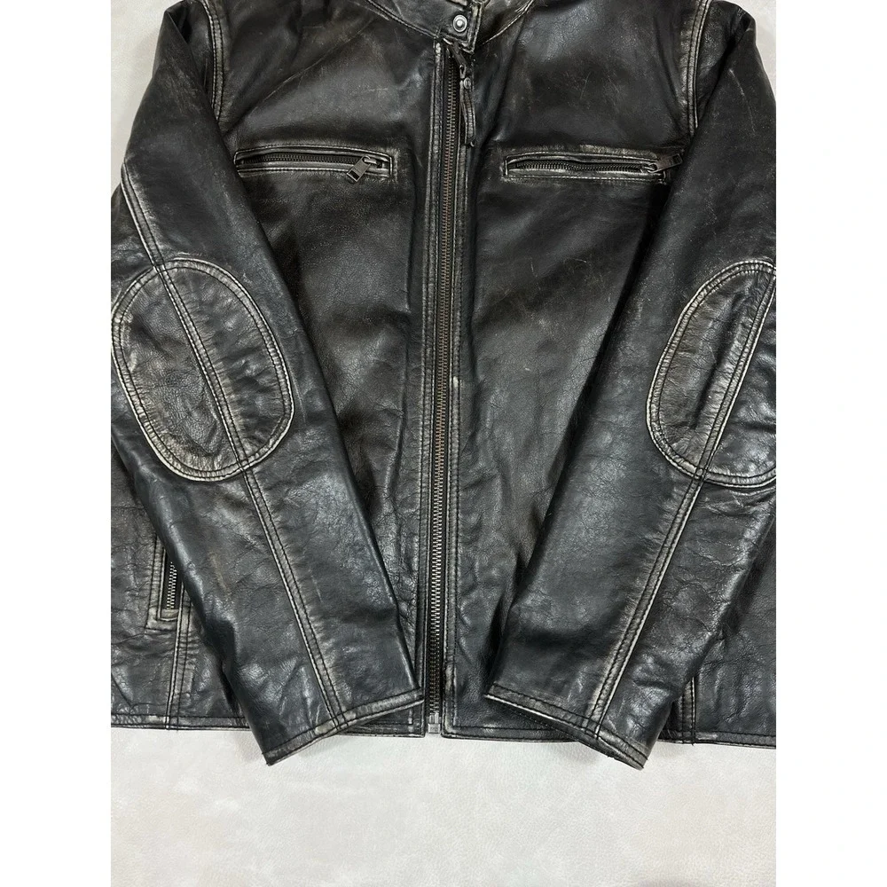 Marc New York by Andrew Marc Distressed Heavy Leather Jacket Men's Size Large